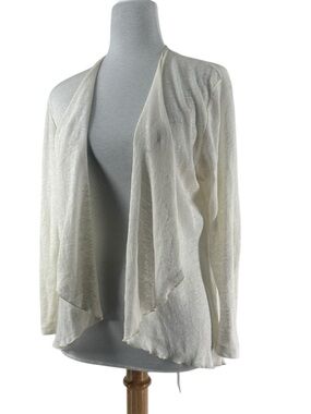 Miik linen cardigan Cream Lightweight lettuce hem y2k Canadian career sz sm
